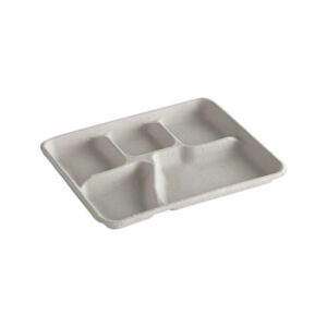 Molded Fibre / PULP 5 Compartments Lunch / Cafeteria Tray / Plate 240/CS