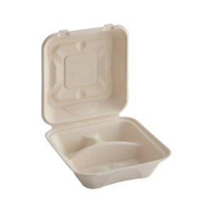Biodegradable 9x9 3 Compartments Clamshell Container 200/Cs
