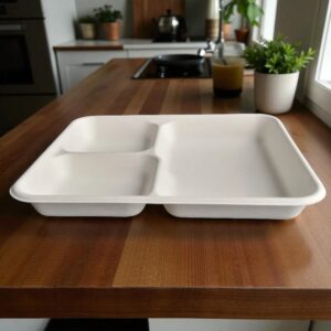 MARK Biodegrdable 3 Compartment 10" Rectangle Plate 500/Cs