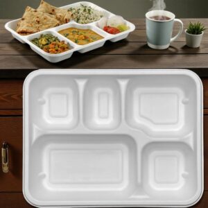MARK Biodegrdable 5 Compartment Heavy Meal Trays / Plate 500/Cs