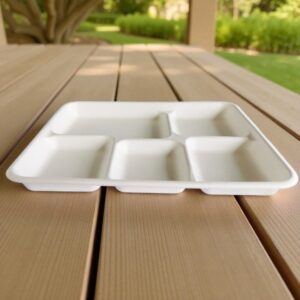 Biodegrdable 5 Compartment School Trays / Plate 500/Cs