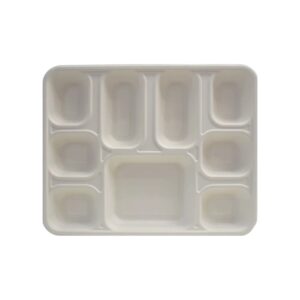 MARK Biodegradable 9 Compartment Rectangle Plates 200/Cs