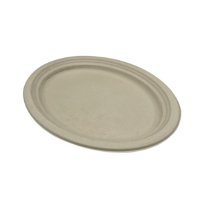 Empress Earth Heavy Oval Platter 12.5" x 10" Natural White Bagasse 500/CS