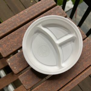 MARK Cornstarch 10" 3 Compartments Biodegradable Round Plates 500/Cs