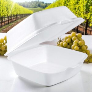 Dart 50HT1 5x5x3 White Foam Hinged Lid Container - 500/Cs