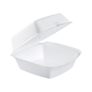 Dart 60HT1 6x6x3 White Foam Hinged Lid Container - 500/Cs