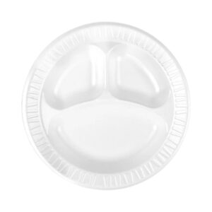 Dart 10CPWCR Concorde 10 1/4" 3 Compartment White Non-Laminated Round Foam Plate - 500/Case