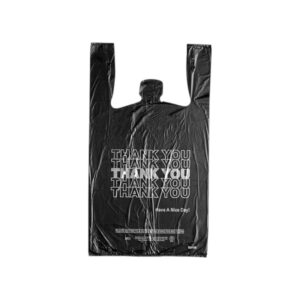PLASTIC - MARK 1/6 THANK YOU BAGS BLACK 16 MICRONS 1000/CS