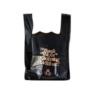 PLASTIC - MARK 1/8 THANK YOU BAGS BLACK 14 MICRONS 1000/CS