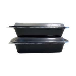 EMPRESS 38oz 6x8x2 Rectangle Container Black Base w/ Clear Lid 150/Cs