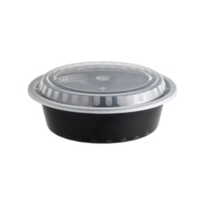 Round Black Bottom Clear Top 7" (32OZ) Microwavable Container 150/Cs