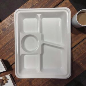 Mark Plastic White Plates 5 Compartments 5CP - 300/Cs