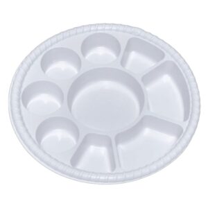 Mark Plastic White Plates 9 Compartments 9CP - 250/Cs