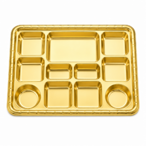 Mark Plastic Gold Plates 11 Compartments 11CP - 50 Pack