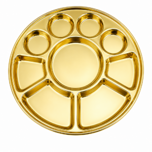Mark Plastic Gold Plates 9 Compartments 9CP - 50 Pack