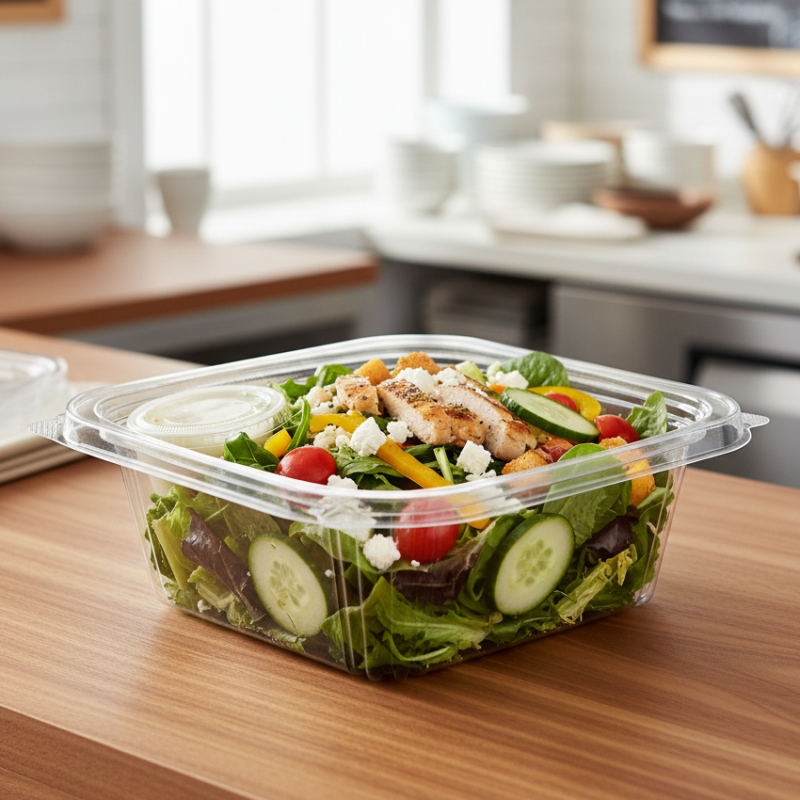 Inline Plastics TS-4012 Safe-T-Fresh 12oz Tamper-Resistant / Evident Square Hinged Container with Flat Lid - 288/Case