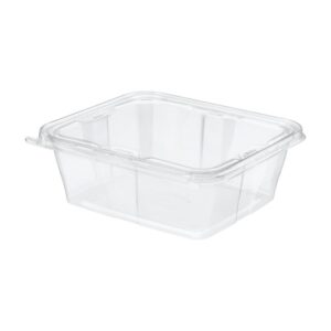 Inline Plastics TS-64 Safe-T-Fresh 64oz Tamper-Resistant / Evident Hinged Container with Flat Lid - 150/Case