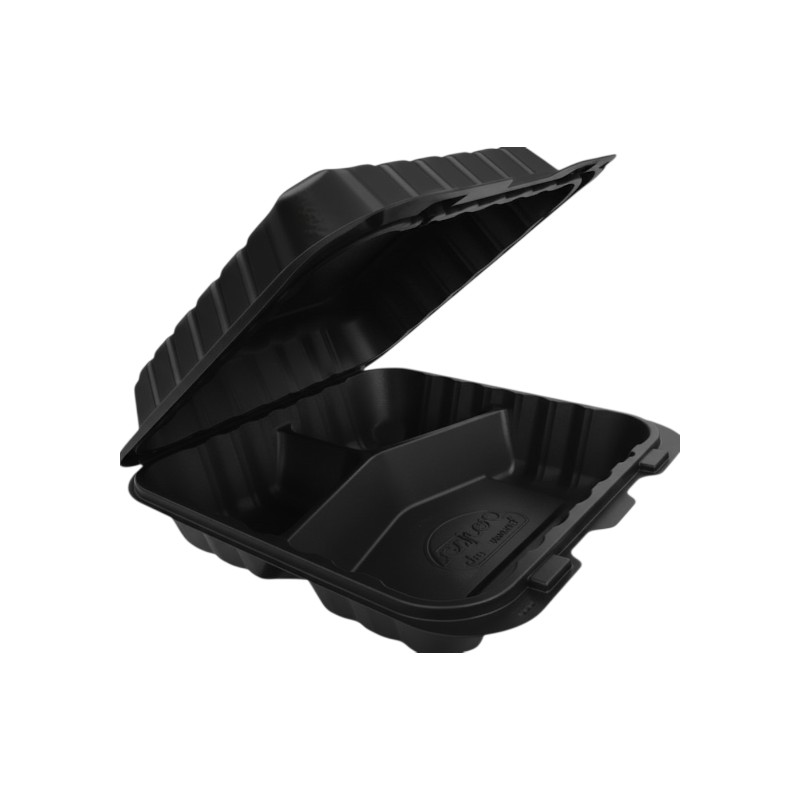 MFPP BLACK CLAMSHELL TO-GO BOX 8X8 3 COMP (150/CS)