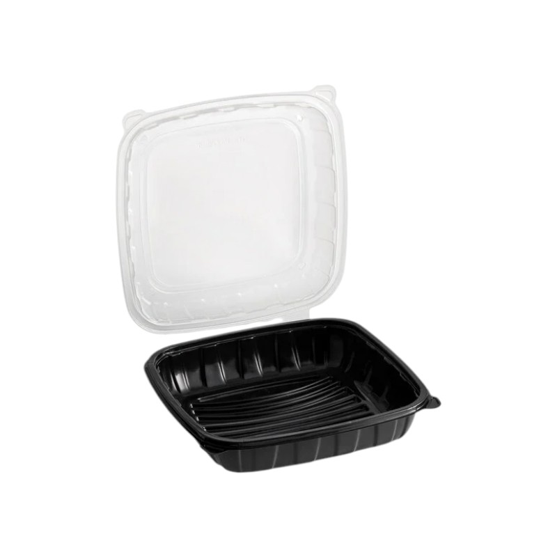 ANCHOR CB9911 BLACK/CLEAR Clamshell Hinged Lid Container – 120/Cs