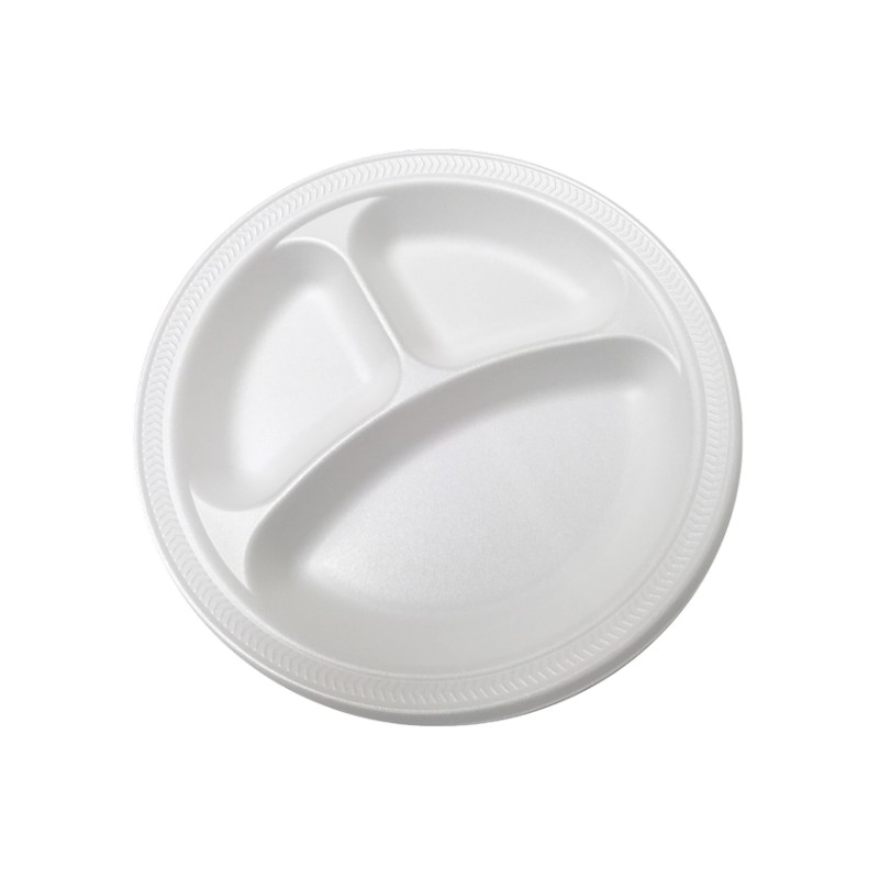 ECOPAX – PLATES 10.25″ 3 COMP WHITE FOAM 500/CS