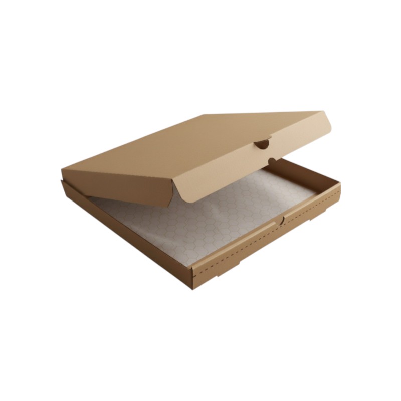 PIZZA BOX 8X8X2 IN Printed Kraft / Kraft B-Flute – 50/Bundle